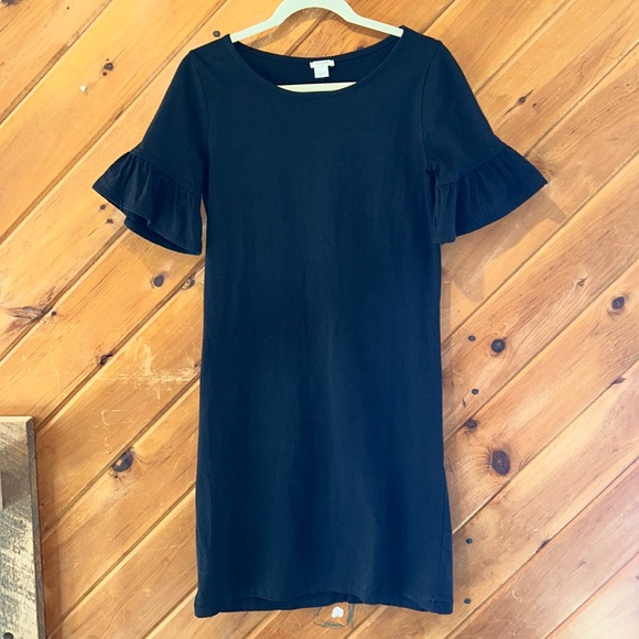 J.Crew black ruffle sleeve sheath dress - Picture 2 of 5